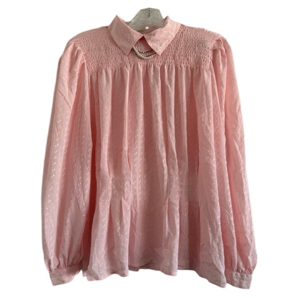 NILANI NWT Vintage Woman’s Pink Diamond Embroidered JewelryCollar Blouse-Size 10 - Picture 1 of 12
